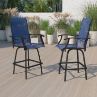 Flash Furniture 2-ET-SWVLPTO-30-NV-GG Outdoor Stool - 30 inch Patio Bar Stool / Garden Chair, Navy (Set of 2)